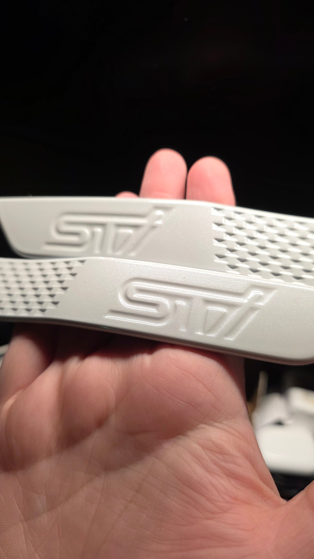 Ready to Ship - 2015-2021 Subaru WRX STi - Crystal White Pearl fender badges