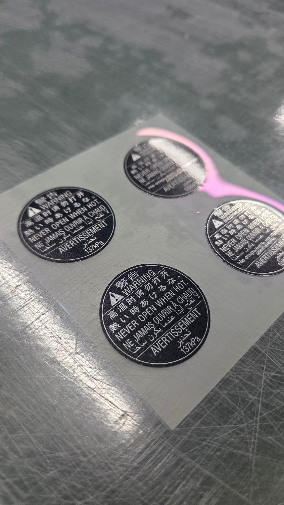 Black Subaru WRX STi Repro Radiator Cap Sticker (108 kPa / 137 kPa)