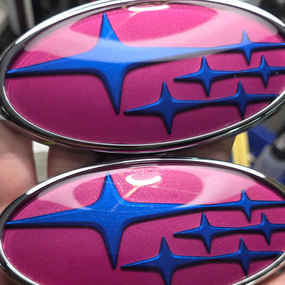 Ready to Ship - 15-21 WRX/STI World Rally Blue & STI Cherry Blossom Pink Badge Set