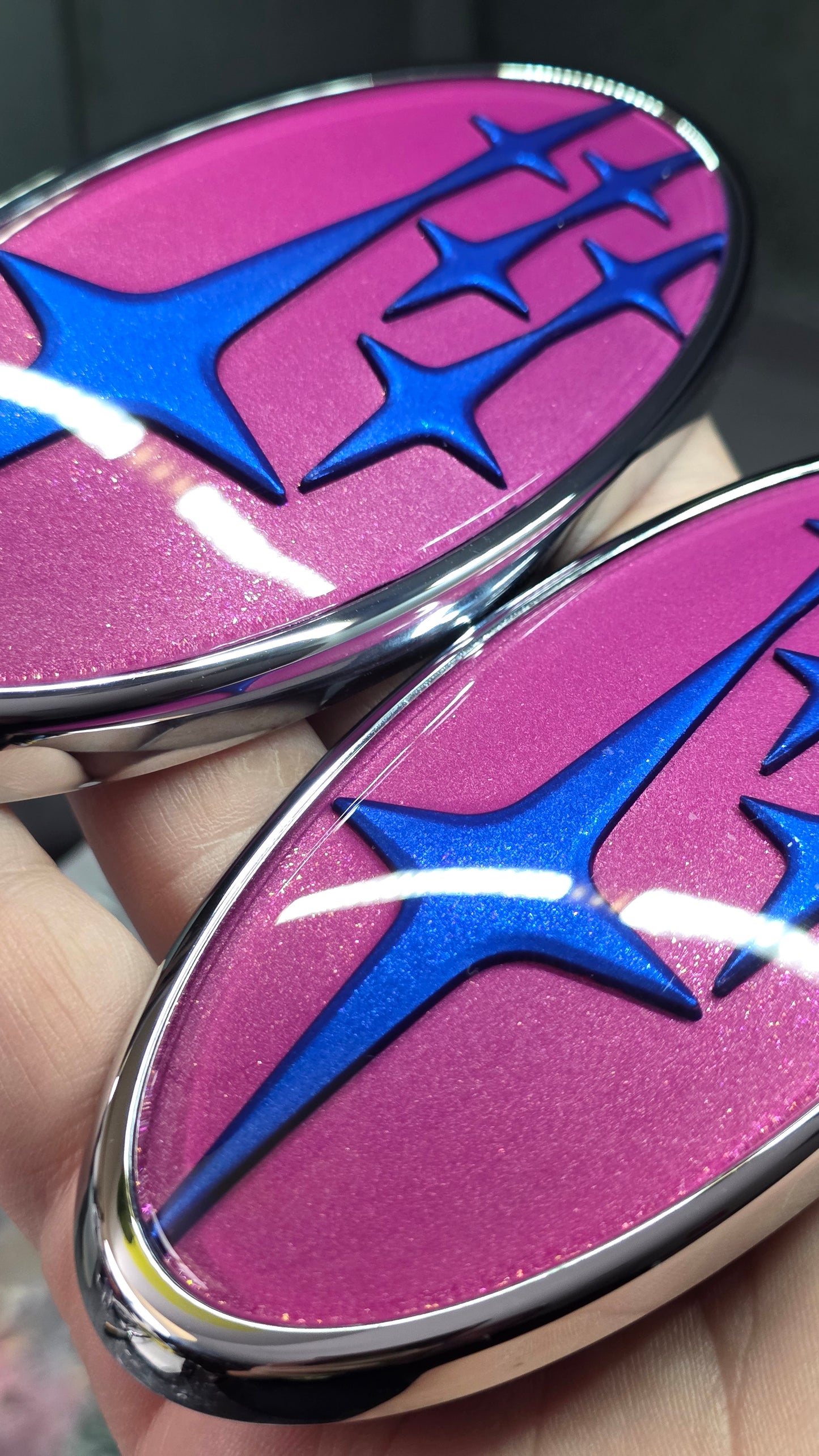 Ready to Ship - 15-21 WRX/STI World Rally Blue & STI Cherry Blossom Pink Badge Set