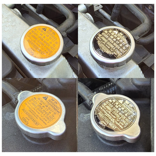 Black Subaru WRX STi Repro Radiator Cap Sticker (108 kPa / 137 kPa)